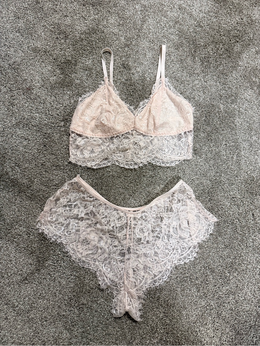 Delicate Lace Bralette & Brief Set - Blush